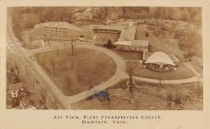 Stamford Connecticut Church Aerial View Real Photo Antique Postcard K10355