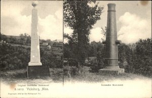 Vicksburg Massachusetts Surrender Monuments Vintage Postcard