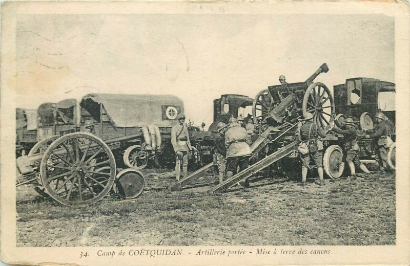 Camp de COETQUIDAN artillery cannons 1936 military France