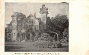 Vintage Postcard 1900's Residence Of John Lewis Child Floral Park New York City