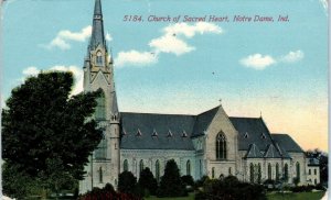 NOTRE DAME, IN Indiana   CHURCH of SACRED HEART   1911  Postcard