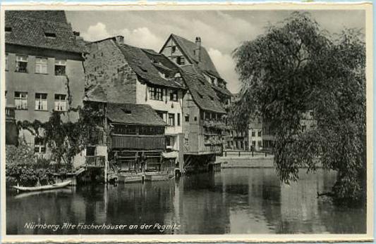 Germany - Nurnberg, Alte. Fischerhauser and the Pegnitz (River)   *RPPC