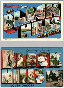 2 Large Letter Linens BLACK HILLS, SOUTH DAKOTA SD  (1 Curteich) c1940s Postcard