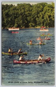 1954 Finish Of Canoe Derby Minneapolis Minnesota Water Adventure Posted Roadway