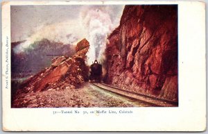 1906 Tunnel No. 3 On Moffat Line Colorado CO Red Rocks Train Railroad Postcard