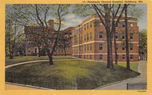 Salisbury Maryland 1940s Linen Postcard Peninsula General Hospital
