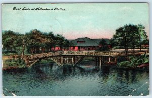 c1910s Allenhurst, NJ Train Station Depot Deal Lake Wood Branch Bridge PC A276