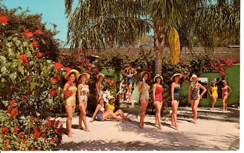 US    PC2567  FLOWERS & GIRLS AT WEEKI WACHEE, NORTH OF ST PETERSBURG, FL