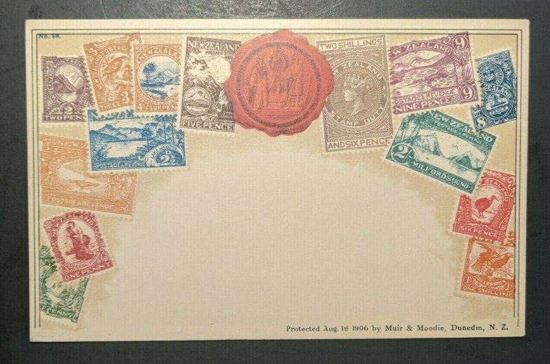 Mint Vintage Stamp on Stamp New Zealand Postcard