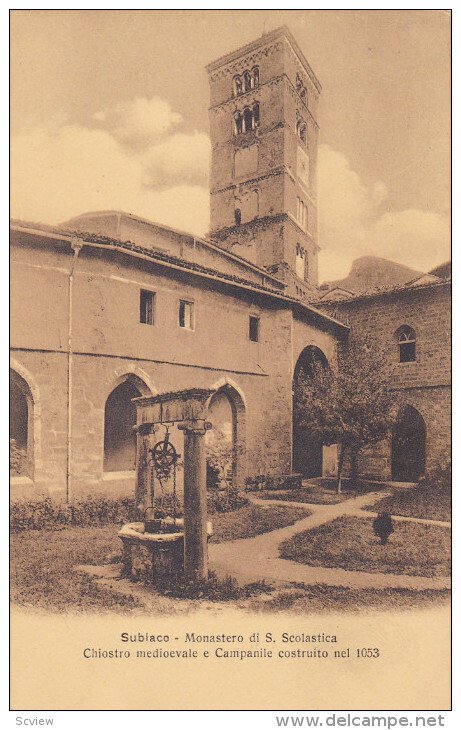 SUBIACO, Monastero di S. Scolastica, Chiostro medioevale e Campanile costruit...