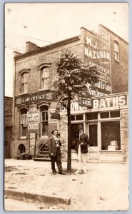 K46/ Cleveland Ohio RPPC Postcard c1910 M.J. Mazuran Law Office Murder 390