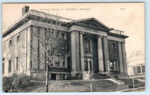 ST. JOHNSBURY, Vermont VT ~ Fraternal MASONIC TEMPLE c1930s-40s  Postcard