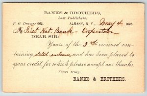 1895  Albany  New York  Banks & Brothers Law Publishers  Postal Card Postcard