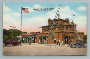Zuni Indian Pueblo House, Parsons Indian Village, Wisconsin Dells, WI Postcard 