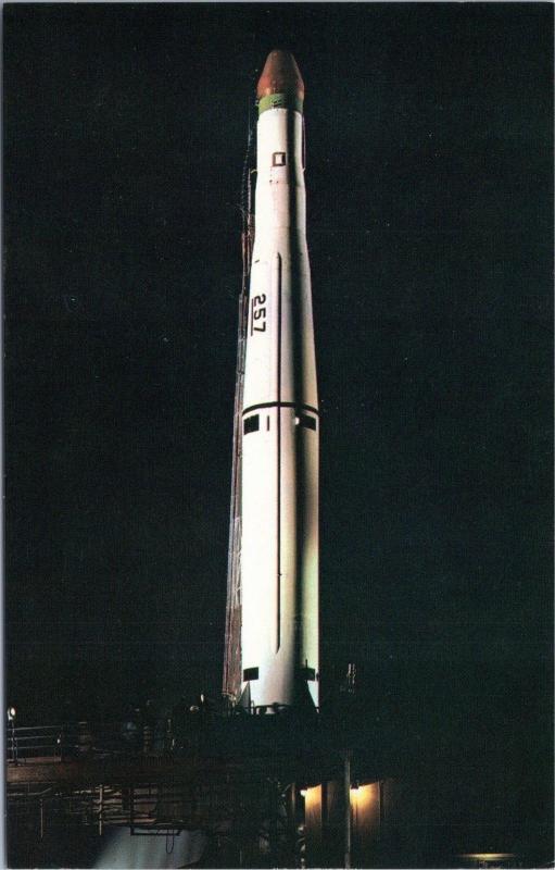 Thor-Able Star Missile at Cape Canaveral on launch pad night view