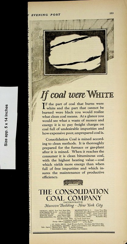 1924 Coal Company Consolidation White Burned Coal Vintage Print Ad 4240