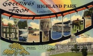 Highland Park, Louisville, KY Large Letter Town Unused 