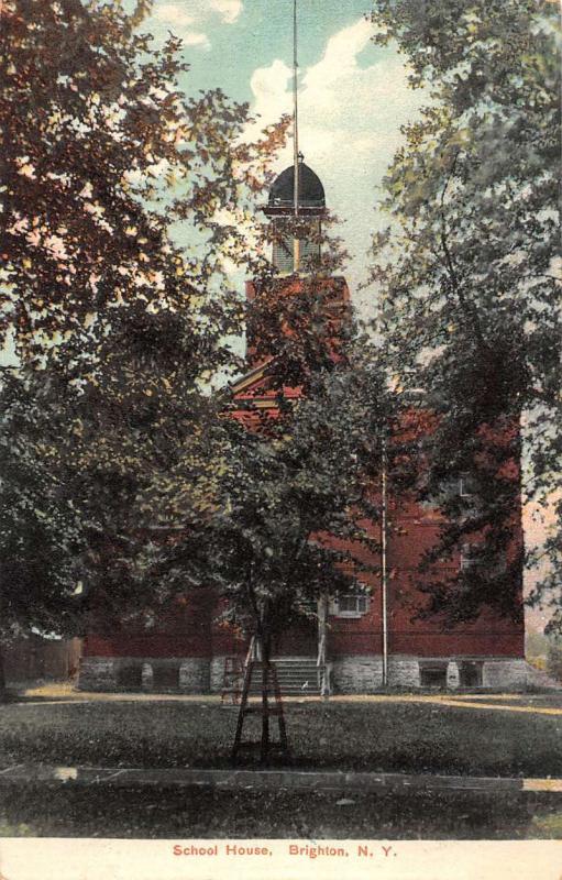 Brighton New York School House Street View Antique Postcard K94539