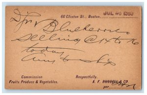 1905 Commission Fruits Produce & Vegetable Boston Massachusetts MA PMC Postcard