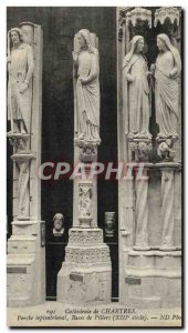 Postcard Old Cathedral of Chartres North Porch Pillars Bases