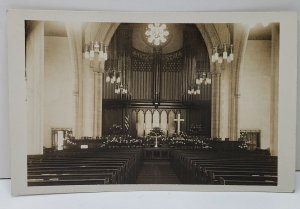 RPPC Interior Church View Real Photo 1920's Postcard C8