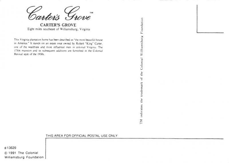 Carter's Grove - Williamsburg, Virginia
