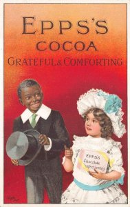 EPP'S COCOA CHOCOLATE CANDY CHILDREN BLACK ETHNIC UK ADVERTISING POSTCARD c.1910