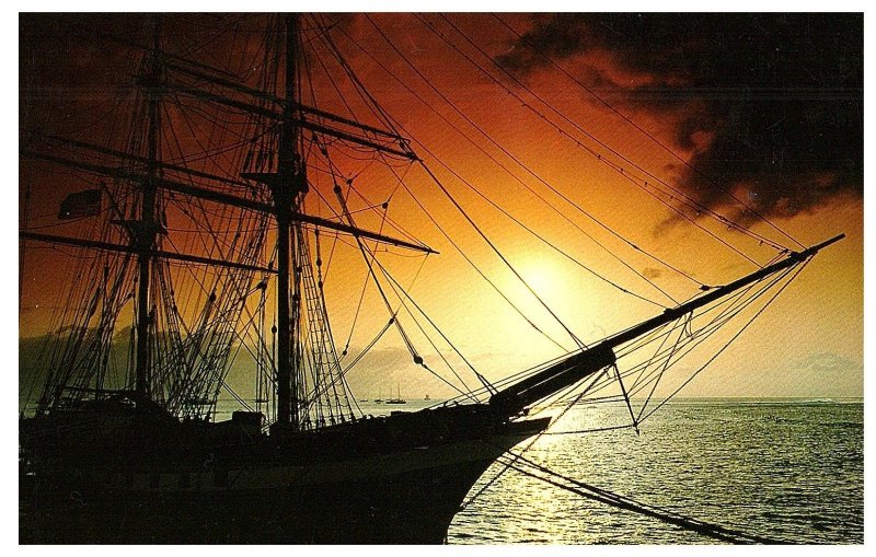 The Carthaginian II Floating Museum in Lahaina Harbor at Sunset Maui  Postcard