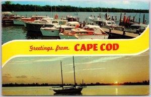 1979 Greetings From Cape Cod Massachusetts MA Motor Boats Posted Postcard