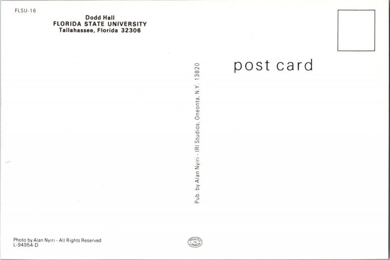 Dodd Hall FLORIDA STATE UNIVERSITY Tallahassee Postcard CE13