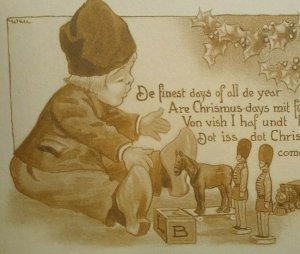 Christmas Postcard Bernhardt Wall Dutch Boy And Toys Unused Bergman 1912