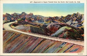 postcard South Dakota - Approach to Upper Tunnel from the South, Bad Lands