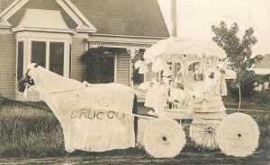 Postcard RPPC Kansas Cheney Horse Parade Float C-1910 23-2399