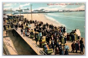 Busy Boardwalk and Youngs Pier Atlantic CIty New Jersey NJ DB Postcard W11