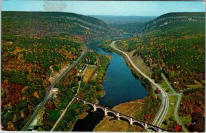 Postcard AERIAL VIEW SCENE Delaware Water Gap New Jersey NJ AO8544