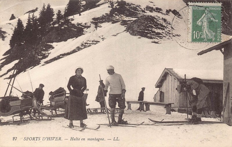 France Chamonix 1922 winter sports ski vintage postcard