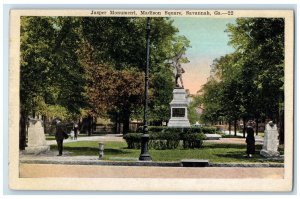 1910 Jasper Monument Park Trees Madison Square Savannah Georgia Vintage Postcard