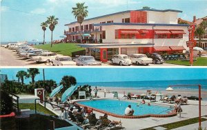 Postcard Florida Daytona Beach Swimming Pool 1960s Del Aire Motel 23-6301