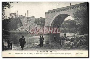 Old Postcard Militaria Railway & # 39Est of the bridge Chalifert destroyed by...