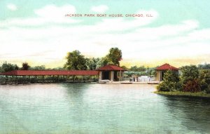 ?Vintage Postcard 1910's View of Jackson Park Boat House Chicago Illinois ILL