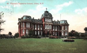 Vintage Postcard 1908 St. Vincent's Industrial School Building Utica New York NY