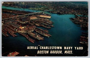 Charlestown Navy Yard, Boston Massachusetts, Vintage 1968 Aerial View Postcard