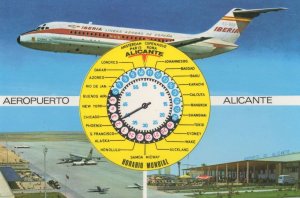 Alicante Aeropuerto Airport Spain Clock Spanish Postcard