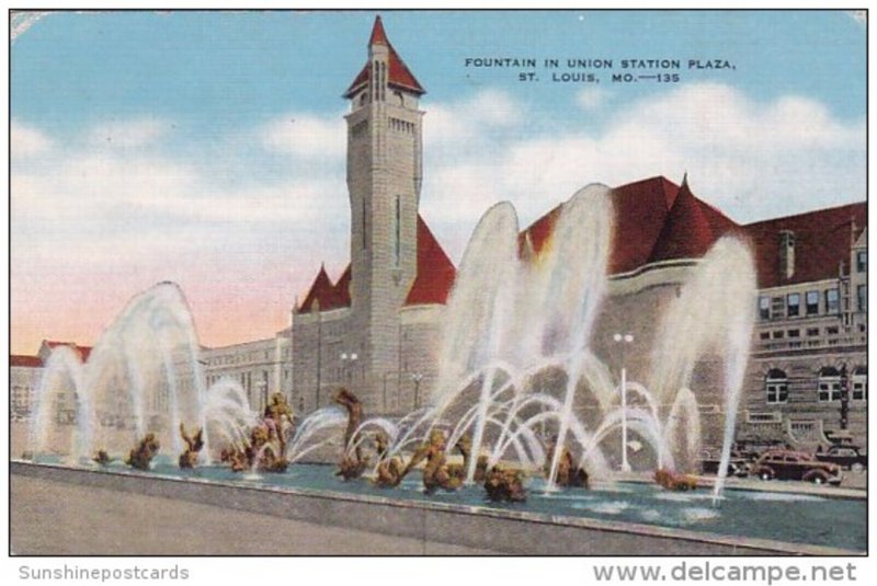 Fountain In Union Station Plaza Saint Louis Missouri 1942