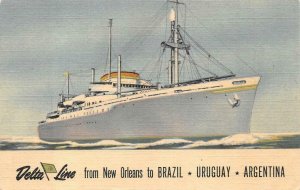 DELTA LINER SHIP NEW ORLEANS TO BRAZIL URUGUAY ARGENTINA POSTCARD (1940s)