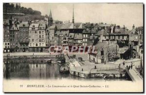 Old Postcard Honfleur Lieutenancy and dock St Catherine