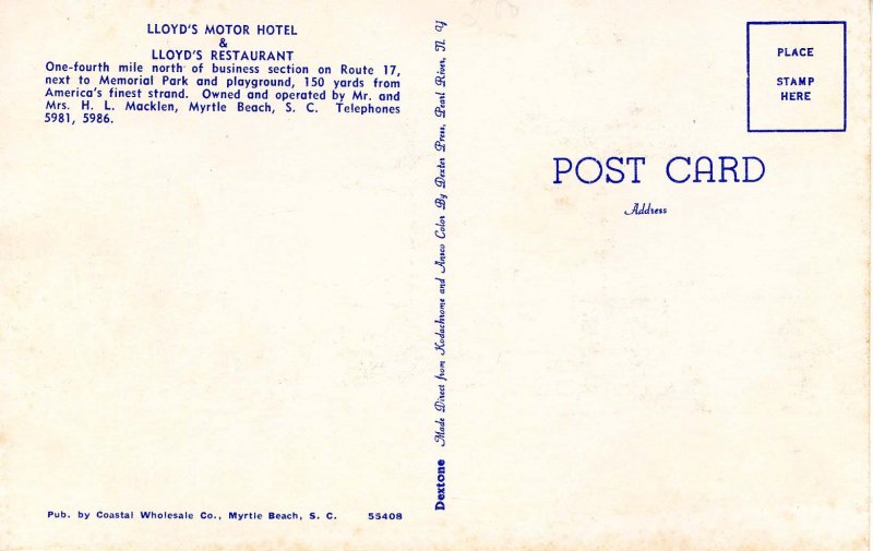 SC - Myrtle Beach. Lloyd's Motor Hotel & Restaurant