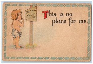 1914 Boy Dry Town Sign Prohibition Alcohol Sidney Iowa IA Antique Postcard