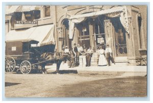 American Express Store Horse Wagon Employees Indiana IN RPPC Photo Postcard