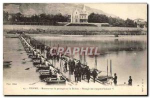 Old Postcard Army Vienna bypass Maneuvers on the Rhone Troops Passage of & # ...